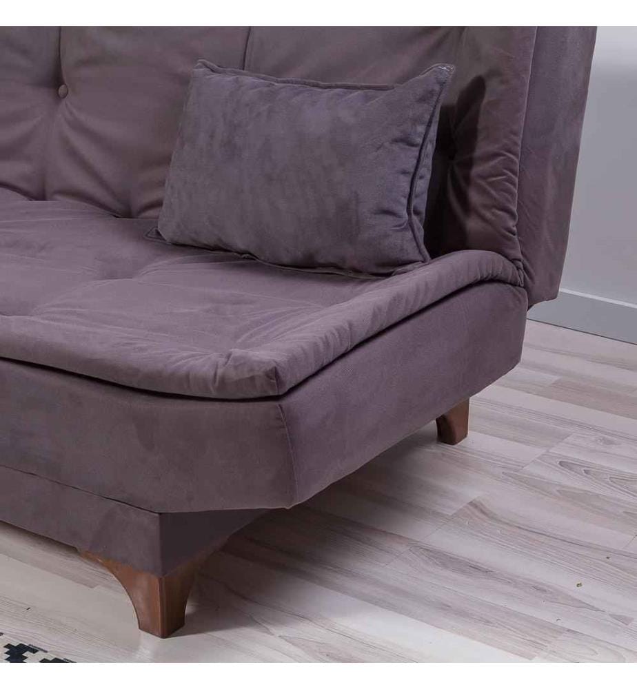 3-Sitz Sofa-Bett, Anthrazit, Kiefernholzrahmen, Strickstoff Stoff