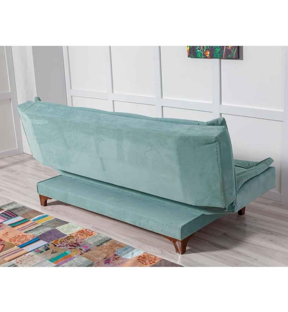 3-Sitz Sofa-Bett, Sea Green, Kiefernholzrahmen, Strickstoff Stoff