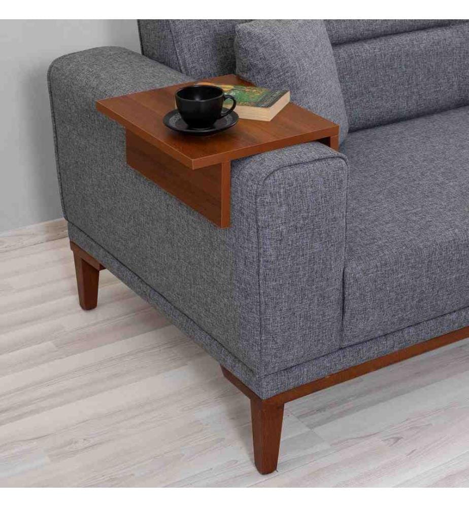 3-Sitz Sofa-Bett, Dunkelgrau, Gestell Hainbuche, Polyester Stoff