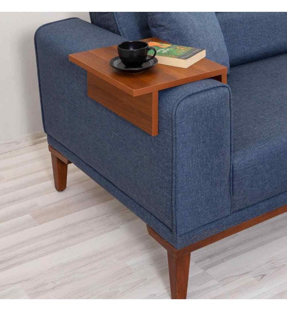 3-Sitz Sofa-Bett, Dunkelblau, Gestell Hainbuche, Polyester Stoff