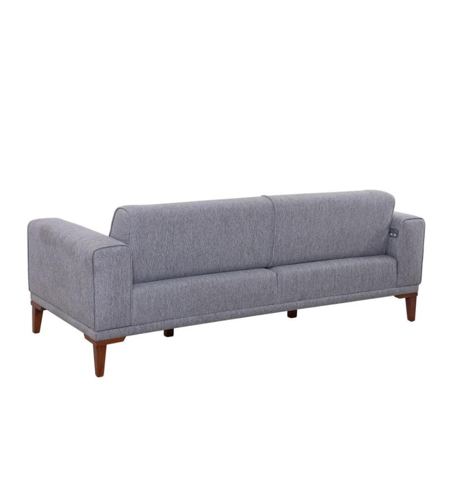 3-Sitz Sofa-Bett, Grau, Gestell Hainbuche, Polyester Stoff