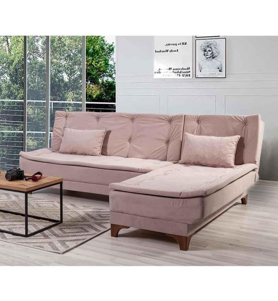 Ecksofa-Bett, Rock, Kiefernholzrahmen, Strickstoff Stoff