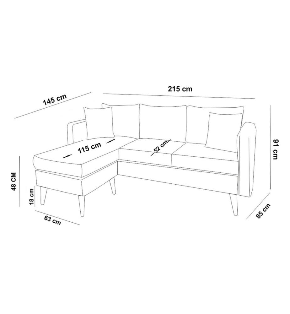 Ecksofa, Anthrazit, Gestell aus Kiefernholz, Gestrickter Stoff Stoff