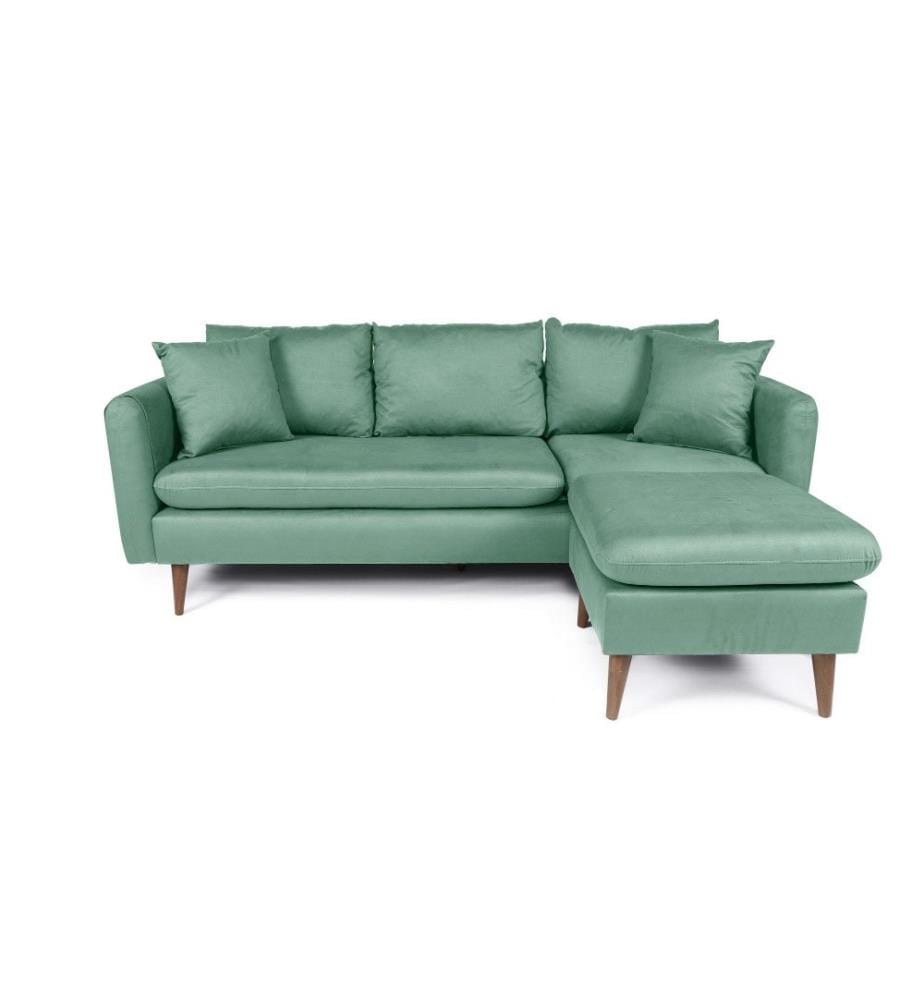 Ecksofa, Seegrün, Gestell aus Kiefernholz, Strickstoff Stoff