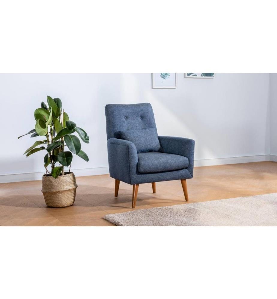 Sofa-Bett-Set, Dunkelblau, Rahmen aus Hainbuchenholz, Leinenstoff