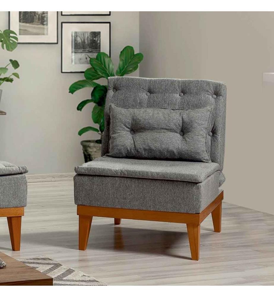 Sofa-Bett-Set, Dunkelgrau, Rahmen aus Hainbuchenholz, Leinenstoff
