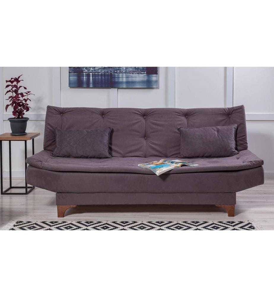 Sofa-Bett-Set, Anthrazit, Gestell aus Hainbuchenholz, Gestrickter Stoff