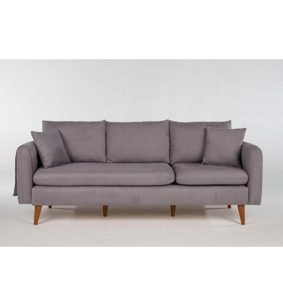 Sofa Set, Grey, Hornbeam Wood Frame, Knit Fabric Fabric