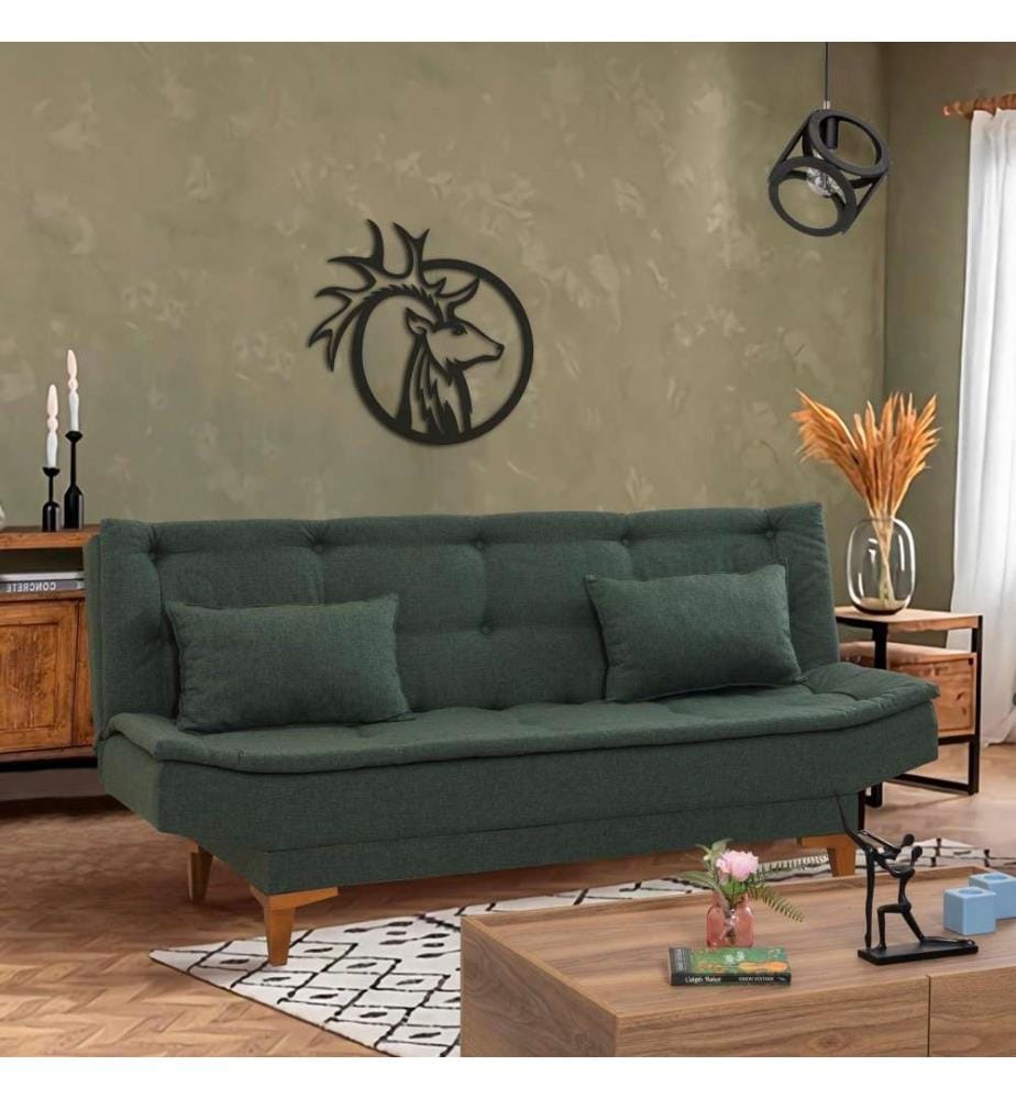 3-Sitz-Sofa-Bett, Grün, Buchenholzrahmen, Polyurethan-Acryl-Gewebe