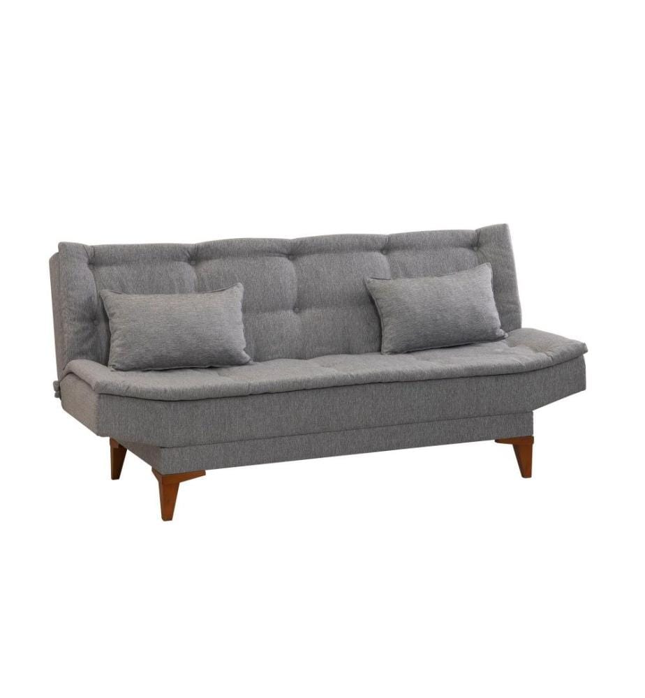 3-Sitz-Sofa-Bett, Grau, Buchenholzrahmen, Polyurethan-Acryl-Gewebe