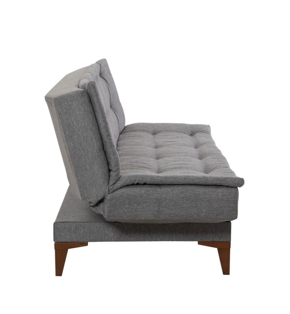 3-Sitz-Sofa-Bett, Grau, Buchenholzrahmen, Polyurethan-Acryl-Gewebe