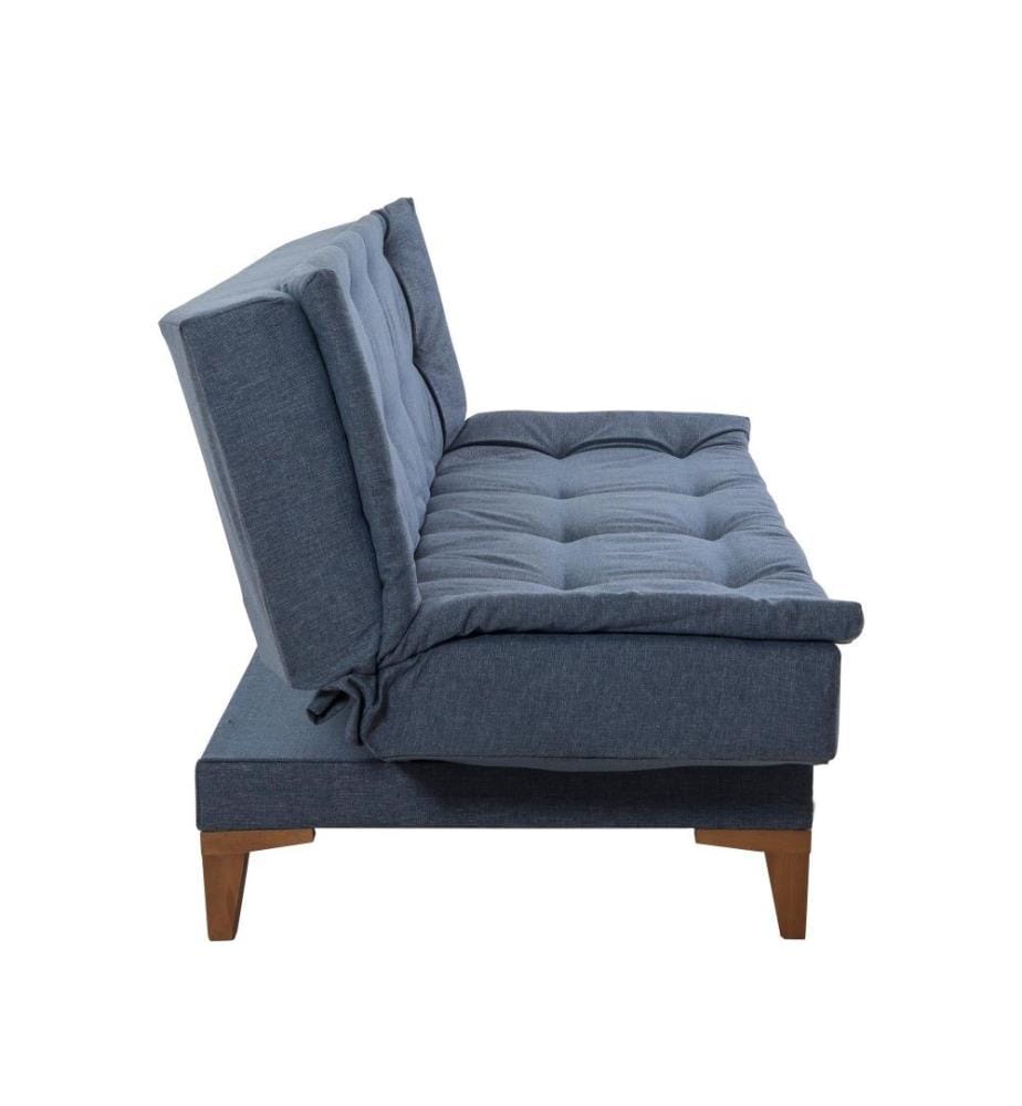 3-Seat Sofa-Bed, Dark Blue, Beech Wood Frame, Polyurethane - Acrylic Fabric
