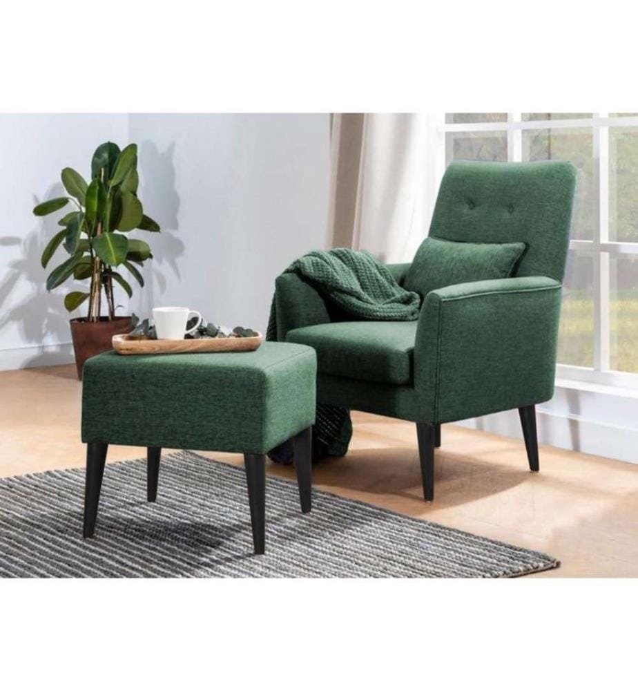 Sofa-Bed Set, Green, Hornbeam Frame, Polyester Fabric