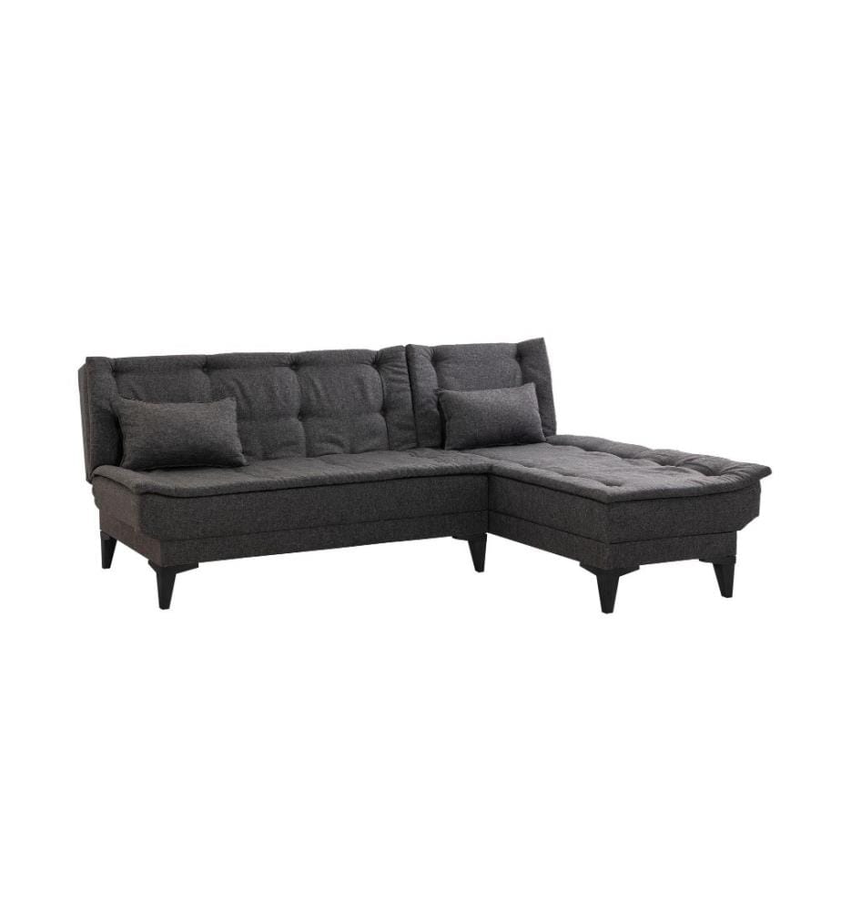 Ecksofa-Bett, Anthrazit, Gestell Hainbuche, Polyester-Stoff