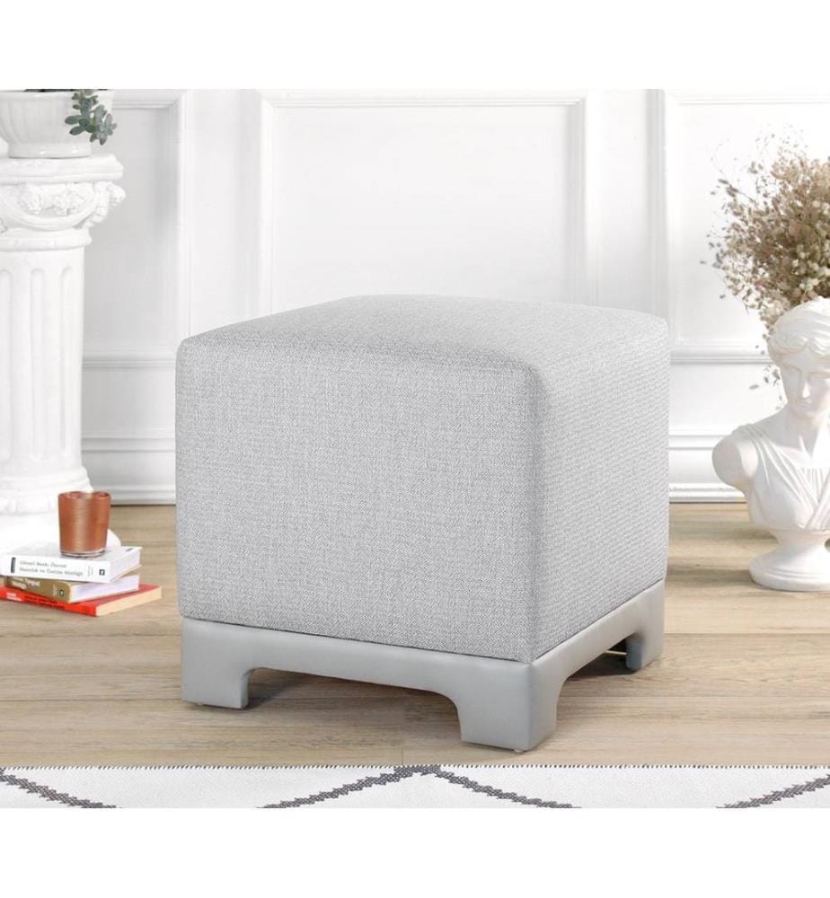 Hocker, Grau, 50 % BAUMWOLLE / 50 % LEINEN