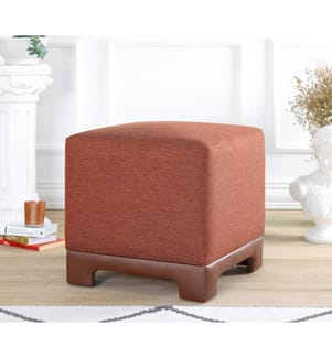 Pouf, rouge carrelage, 50 % COTON / 50 % LIN