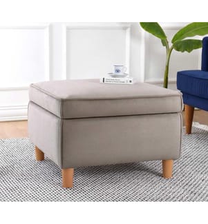 Pouf, marron, 100 % COTON, pieds en bois