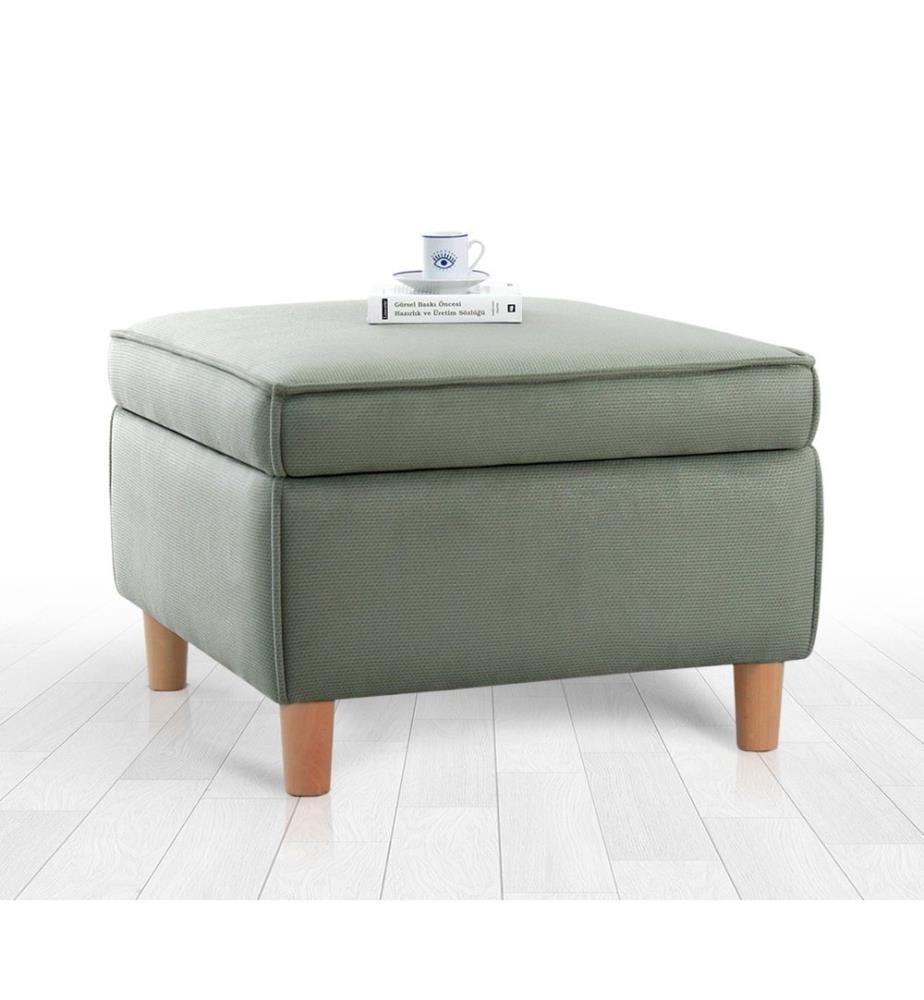 Hocker, grün, 100 % BAUMWOLLE, Holzbeine