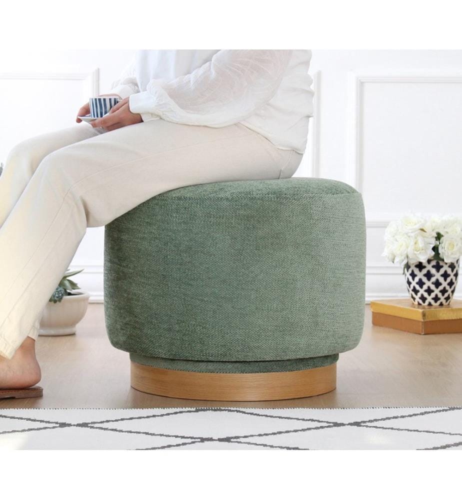 Hocker, grün, 100 % BAUMWOLLE, Holzbeine