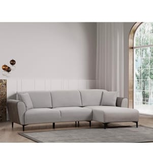 Corner Sofa-Bed, Grey, Frame: Beech Wood / Chipboard, Fabric: 100% Polyester