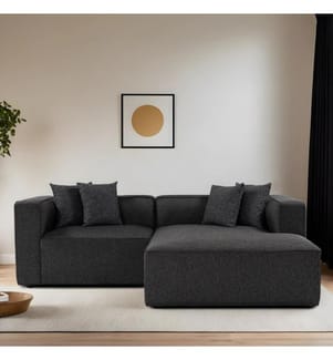 Corner Sofa, Anthracite, Frame: BEECH & FIR TREE & CHIPBOARD, Fabric: SOFT TEXTURE FABRIC, Plastic Legs