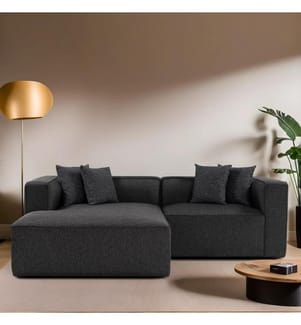 Corner Sofa, Anthracite, Frame: BEECH & FIR TREE & CHIPBOARD, Fabric: SOFT TEXTURE FABRIC, Plastic Legs