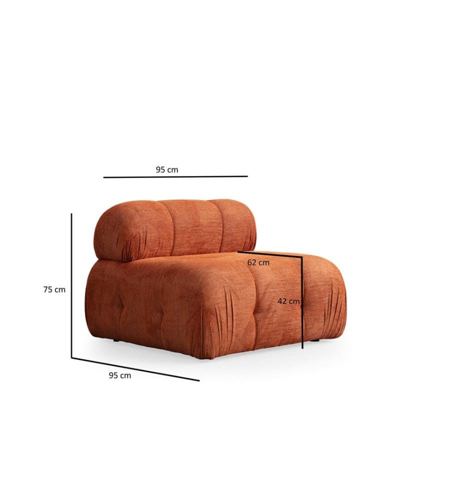 Divano a 1 posto, arancione, struttura: LEGNO DI FAGGIO / TRIBORDO, tessuto: 100% POLIESTERE, gambe in plastica