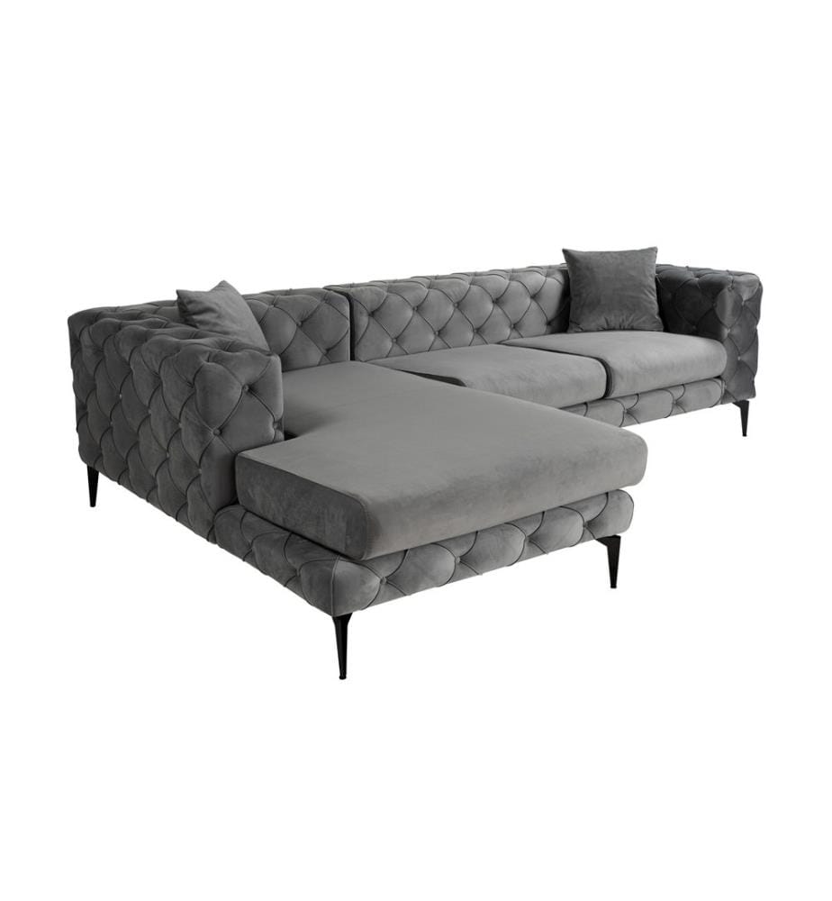 Ecksofa, Anthrazit, Schwarz, Rahmen: BÜCHENHOLZ/SPANPLATTE, Stoff: 100 % POLYESTER, Metallbeine