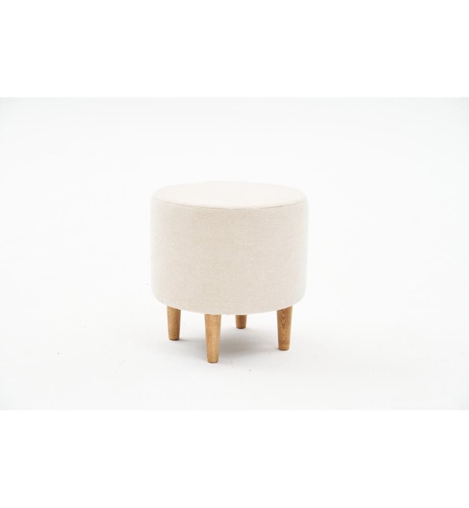 Hocker, cremefarben, Rahmen: 100 % HOLZ, Stoff: 100 % POLYESTER & BAUMWOLLE