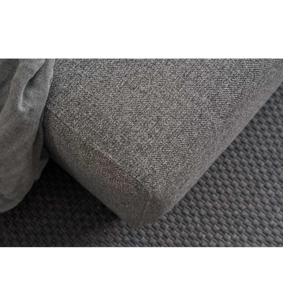 Ecksofa-Bett, Grau, GESTELL: TANNENHOLZ, BEZUG: 100 % POLYESTER, Holzbeine