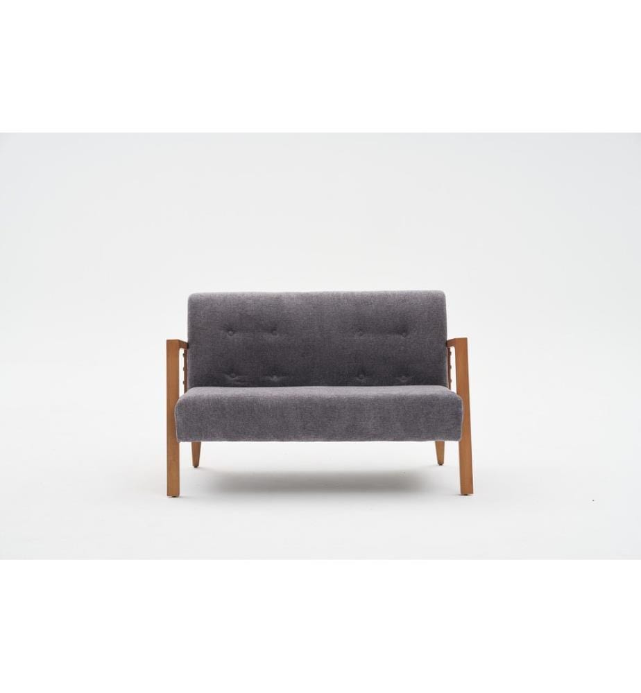 Canapé 2 places, gris, STRUCTURE : BOIS DE HÊTRE, Tissu : 100 % POLYESTER (tissu texturé chenille), pieds en bois
