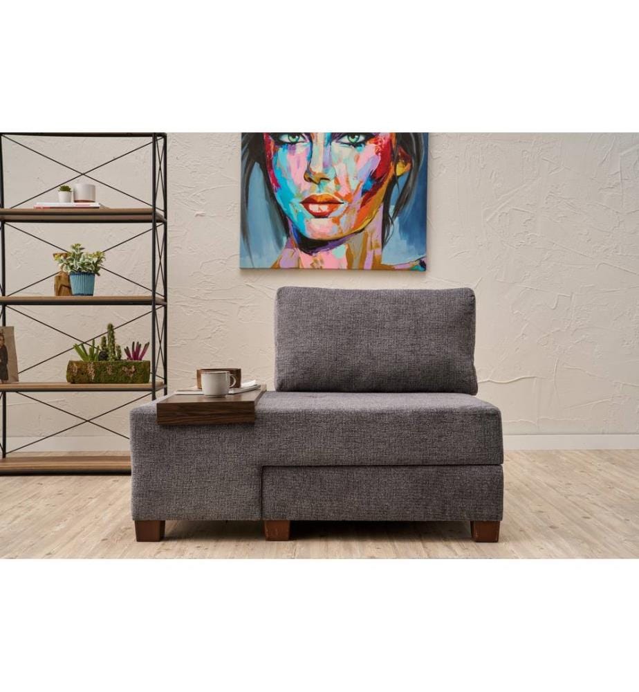 grau, Rahmen: HOLZ, Bezug: 100 % CHENILLE, Kunststoffbeine, 1-Sitzer-Schlafsofa