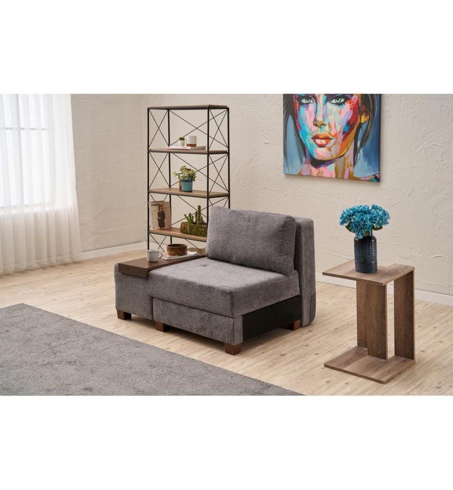 grau, Rahmen: HOLZ, Bezug: 100 % CHENILLE, Kunststoffbeine, 1-Sitzer-Schlafsofa