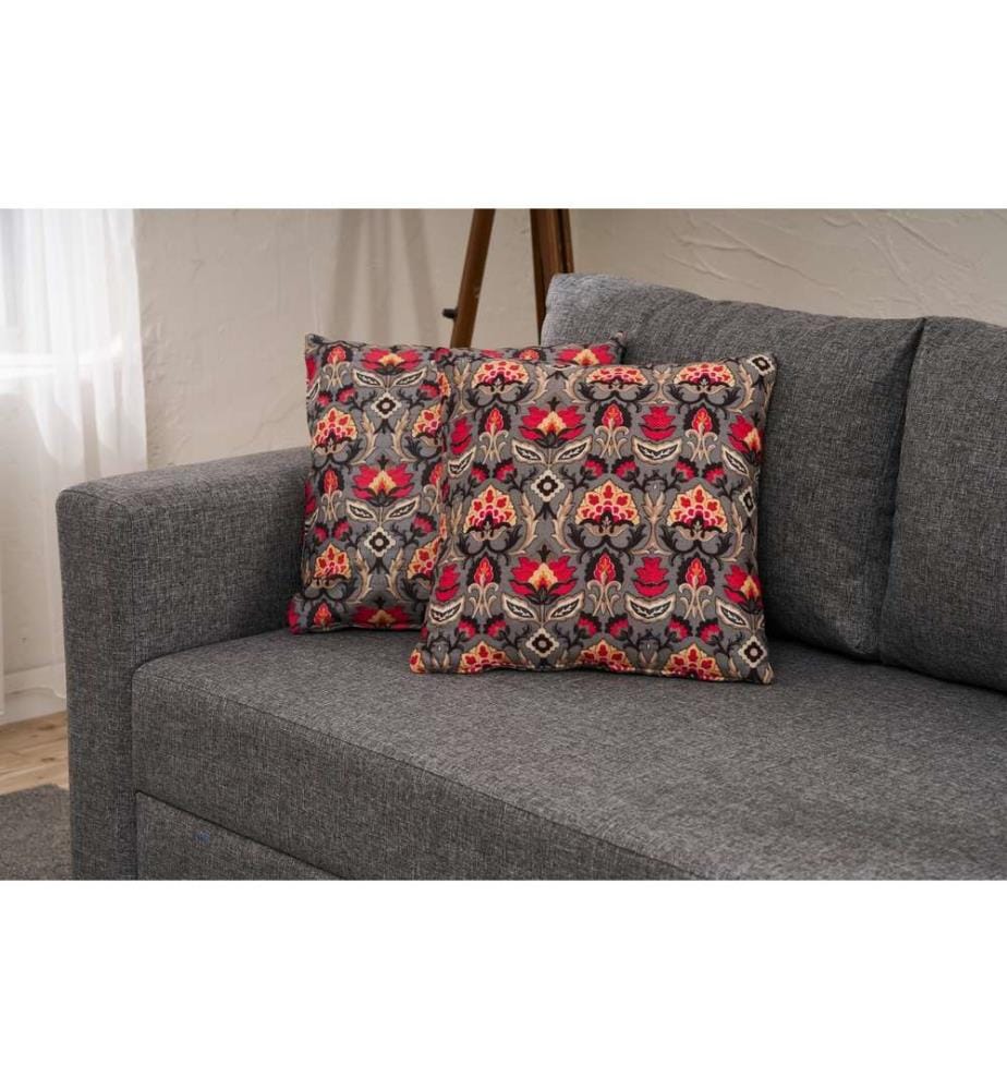 3-Seat Sofa-Bed, Grey, Frame: WOODEN / MDF / PARTICLE BOARD, Fabric: 100% POLYESTER, Plastic Legs