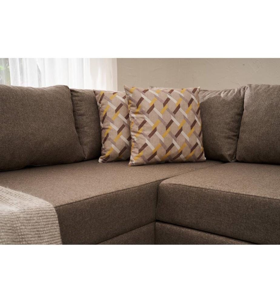 Ecksofa-Schlafsofa, braun, Rahmen: HOLZ/SPANPLATTE, Stoff: BAUMWOLLE/POLYESTER