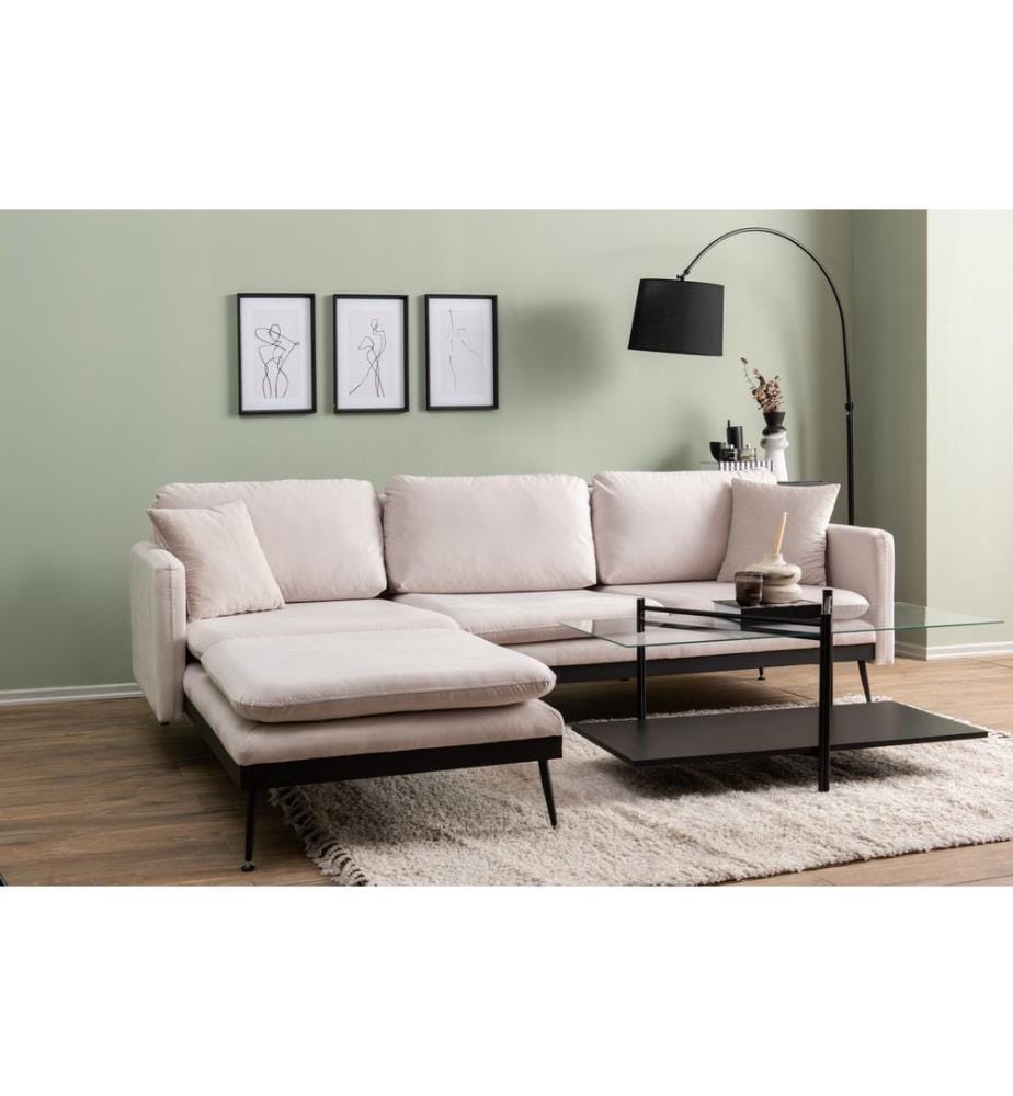 Ecksofa, ecru, Gestell: 100 % METALL, Stoff: POLYESTER