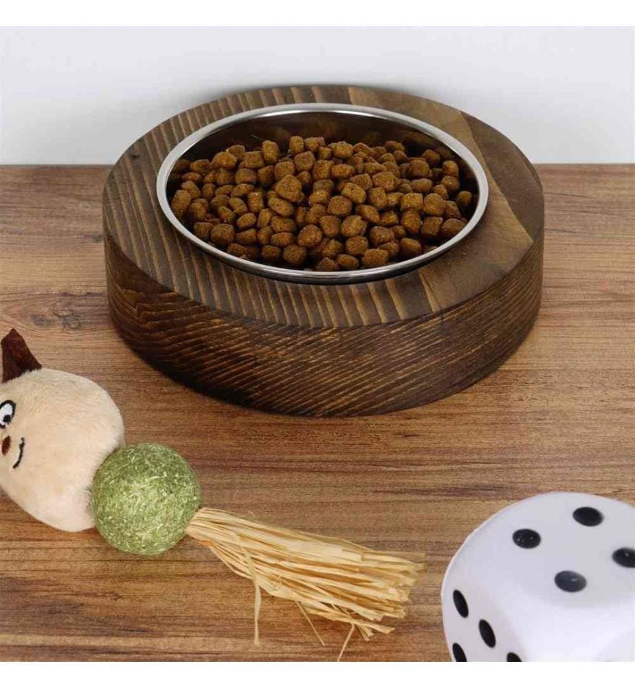 Gamelle pour animaux de compagnie, noyer, épicéa
