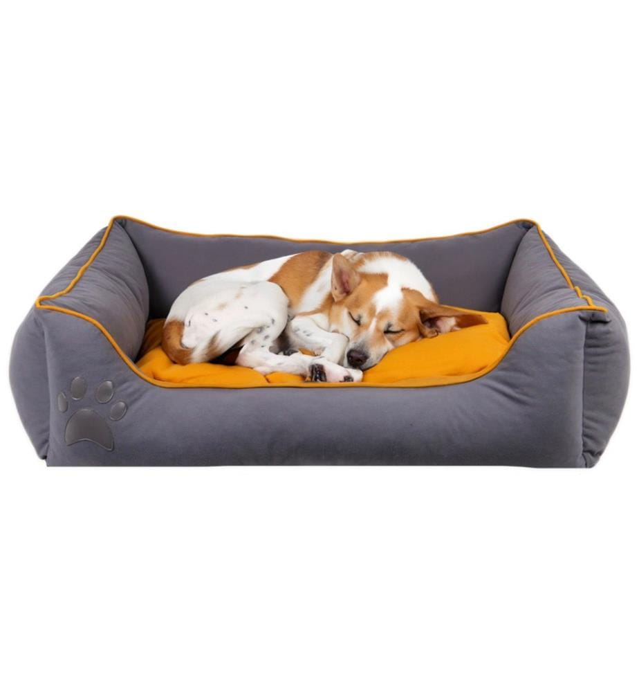 Pet Bed, Grey, Mustard, 100% ULTRA SOFT FIBER FILL
