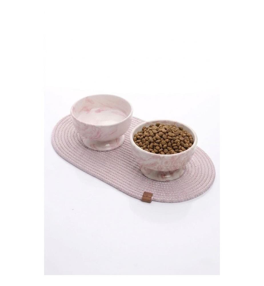 Futternapf für Haustiere, 100 % Keramik, Rosa