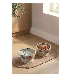 Gamelle pour animaux, 100 % céramique, turquoise, rouge