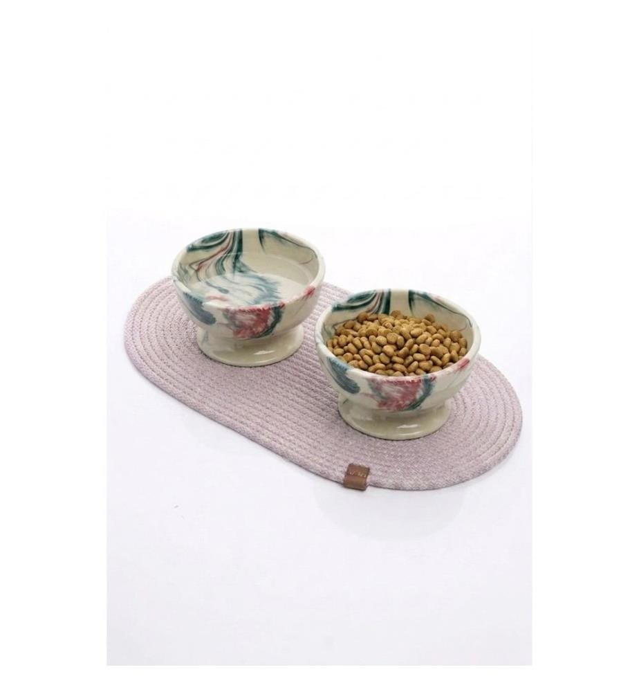 Gamelle pour animaux, 100 % céramique, turquoise, rouge