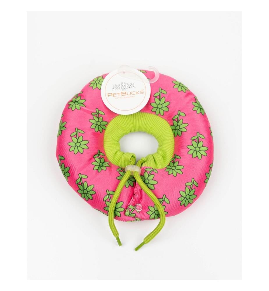 Collier donut pour animaux de compagnie, 100 % polyester, rose