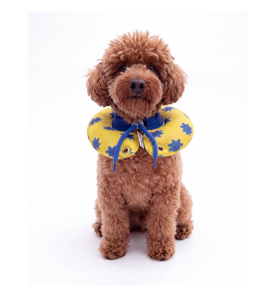 Collier donut pour animaux de compagnie, 100 % polyester, jaune