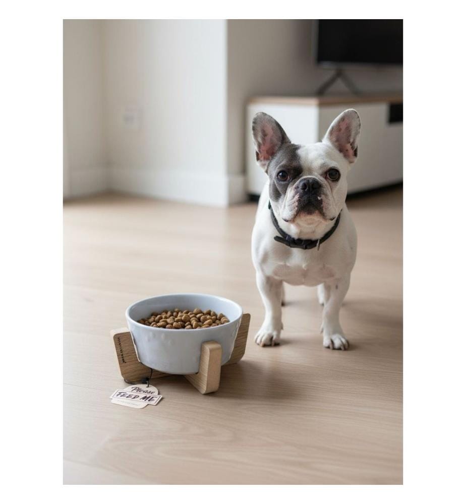 Ensemble de 2 gamelles pour animaux, 100 % MDF, gris