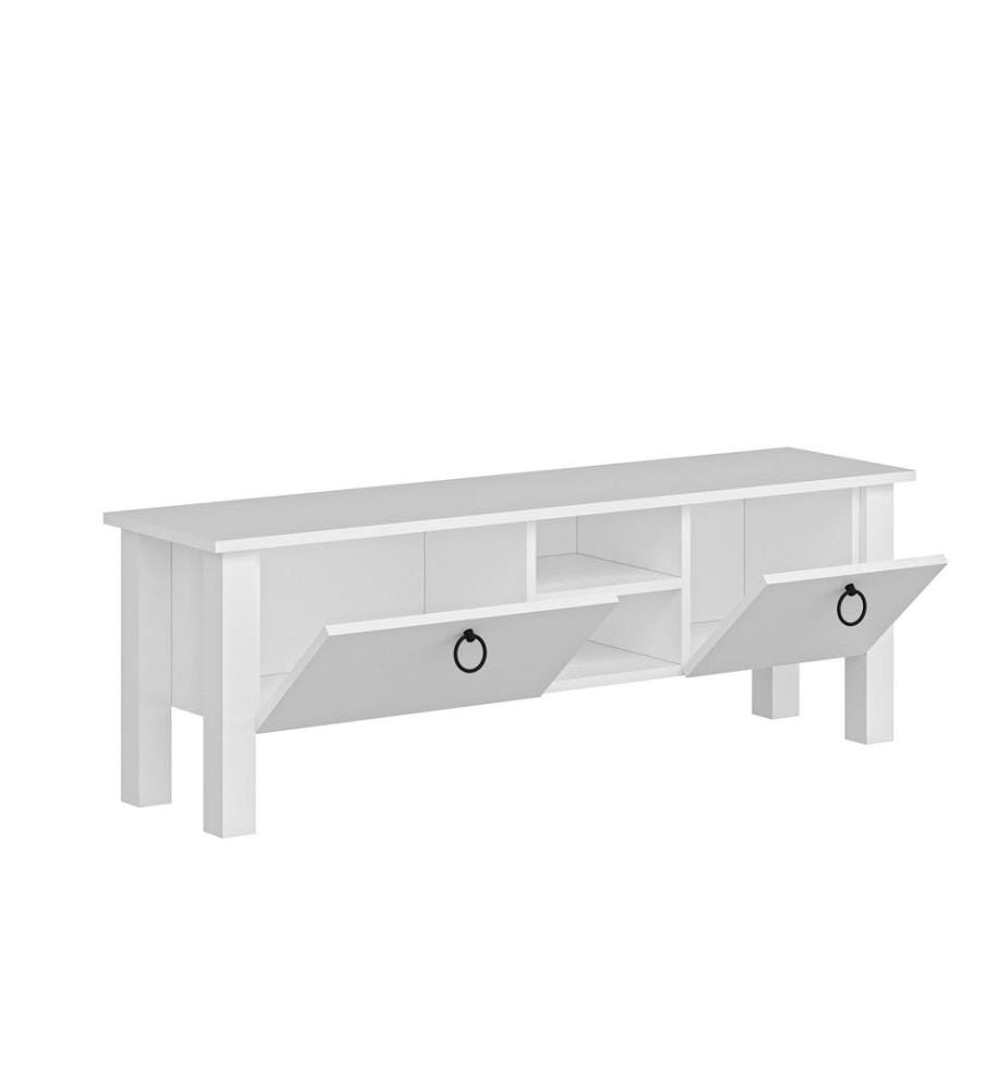 Meuble TV, blanc, panneau de particules mélaminé