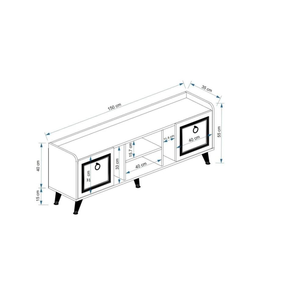 TV-Element, Weissgold, Melaminbeschichtete Spanplatte