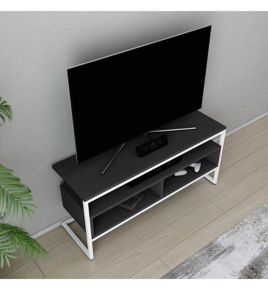 Meuble TV, blanc anthracite, panneau de particules mélaminé