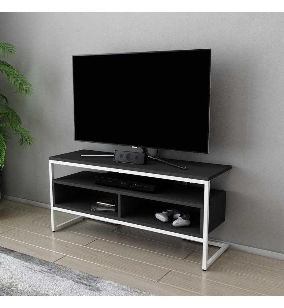 Meuble TV, blanc anthracite, panneau de particules mélaminé