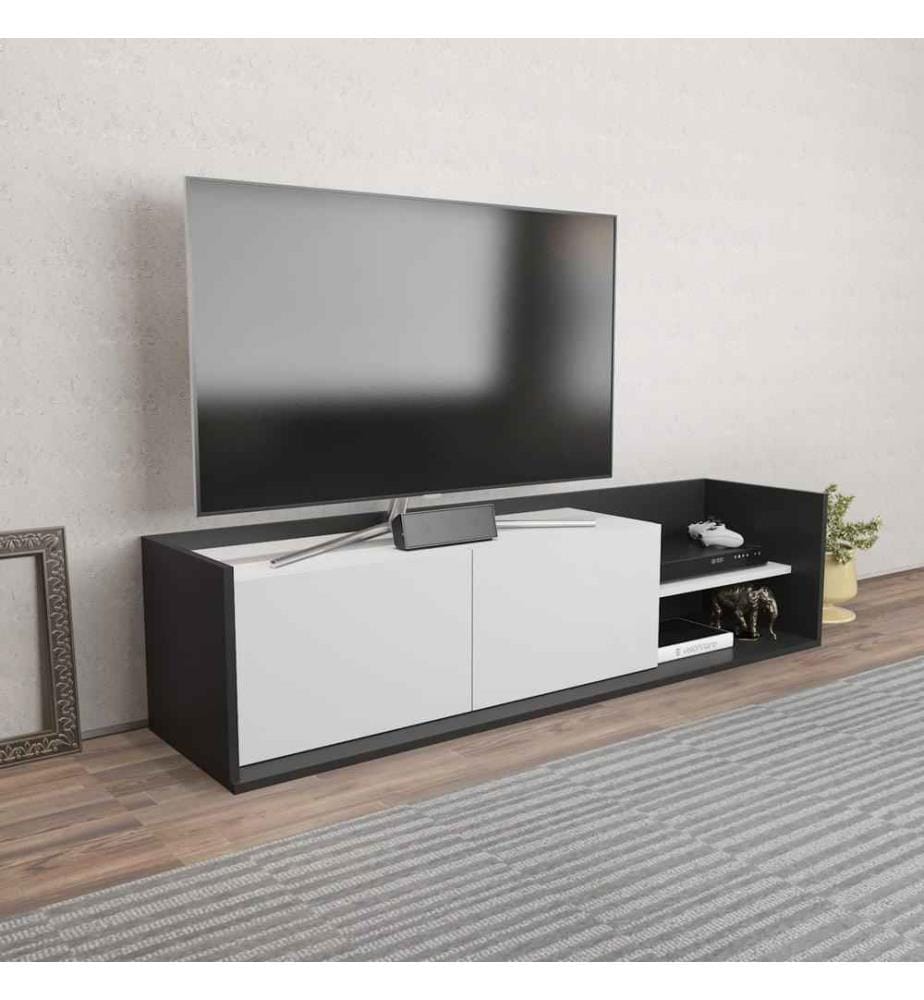 TV-Ständer, Anthrazit Weiss, Melaminbeschichtete Spanplatte