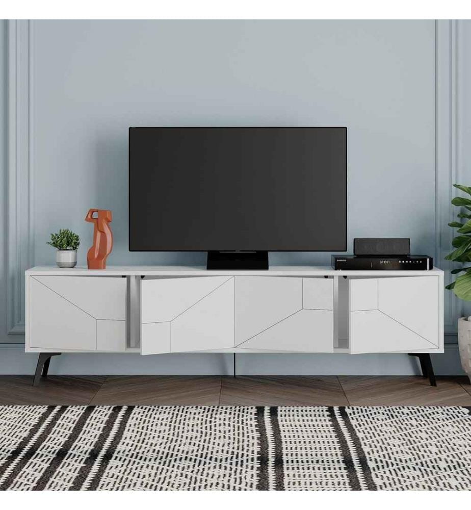 Meuble TV, blanc, panneau de particules mélaminé